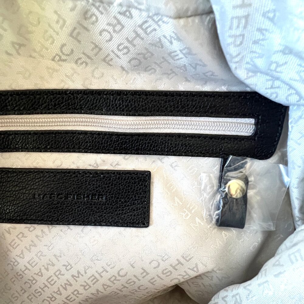 New Marc Fisher Shoulder Bag, Leather, "Kyra" Cream and Black, Snakeskin Print - Picture 4 of 14